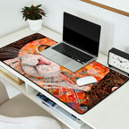 Gustav Klimt Style Tabby Cat with Colorful Geometric Robe Desk Mat Gallery Image 2