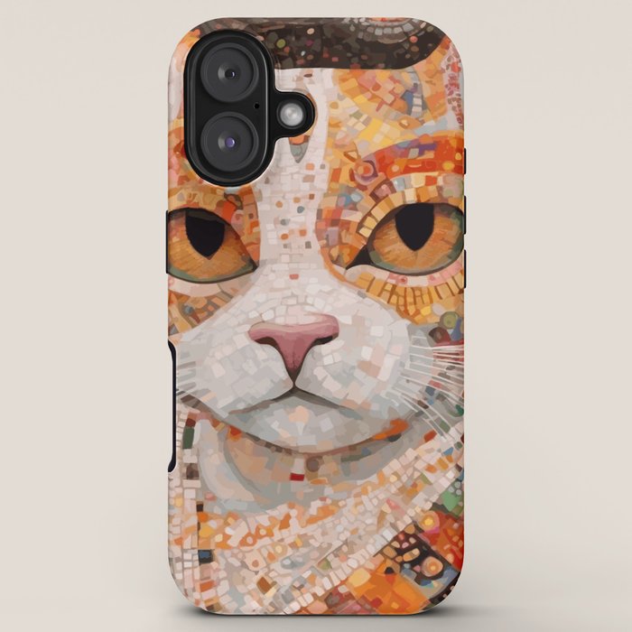 Gustav Klimt Style Tabby Cat with Colorful Geometric Robe iPhone Case Gallery Image 5