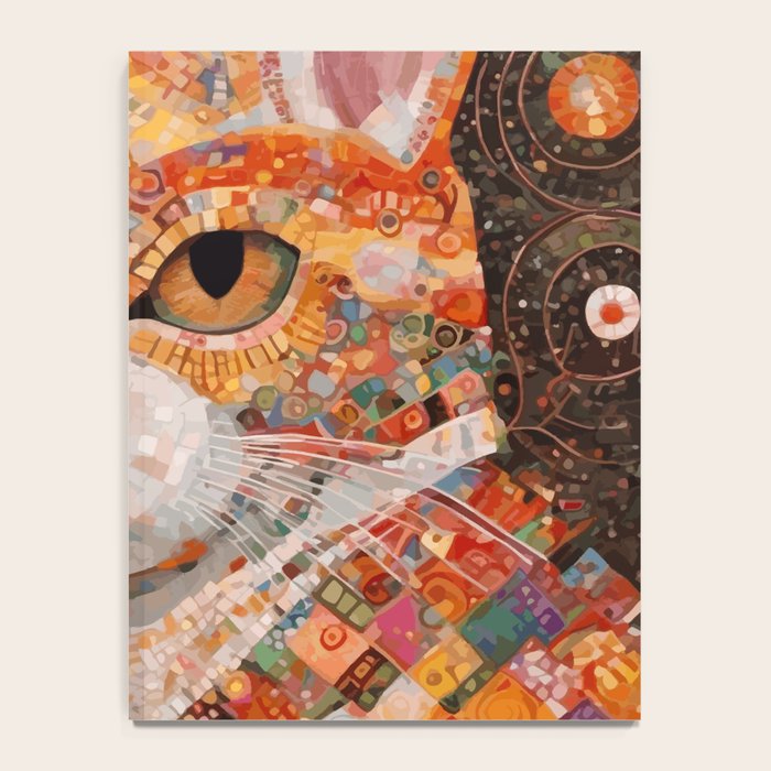 Gustav Klimt Style Tabby Cat with Colorful Geometric Robe Notebook Gallery Image 4