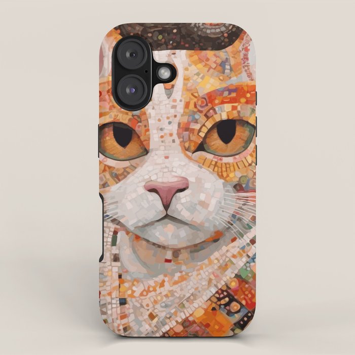 Gustav Klimt Style Tabby Cat with Colorful Geometric Robe iPhone Case Gallery Image 1