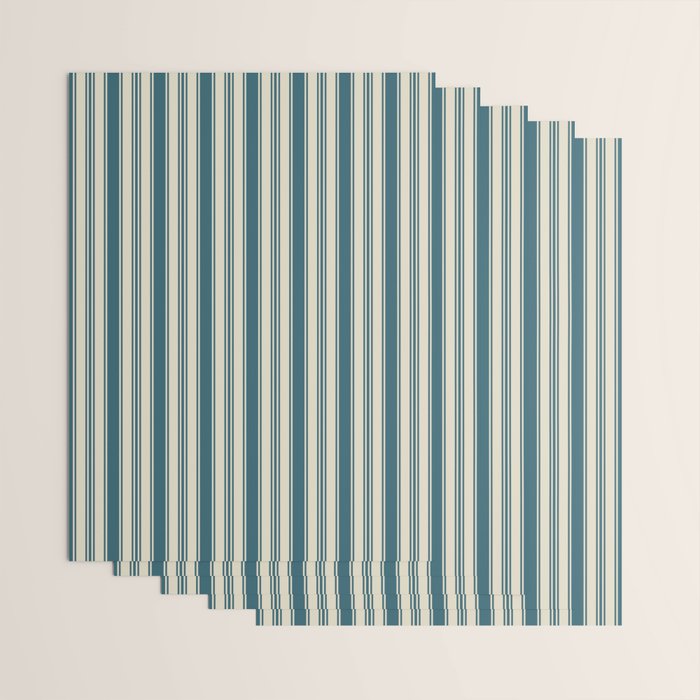 Vintage stripes wallpaper design dark teal pattern Wrapping Paper Gallery Image 3