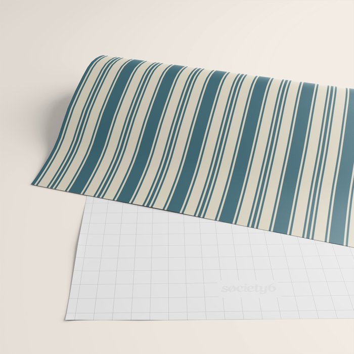 Vintage stripes wallpaper design dark teal pattern Wrapping Paper Gallery Image 2