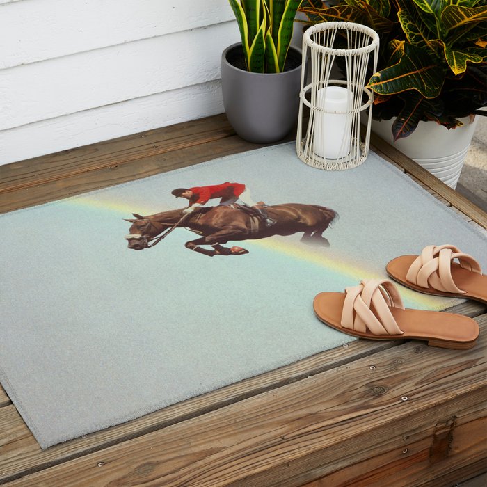 Horse over rainbow Outdoor Rug Gallery Image 2