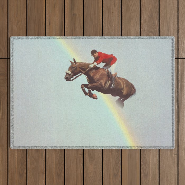 Horse over rainbow Outdoor Rug Gallery Image 1
