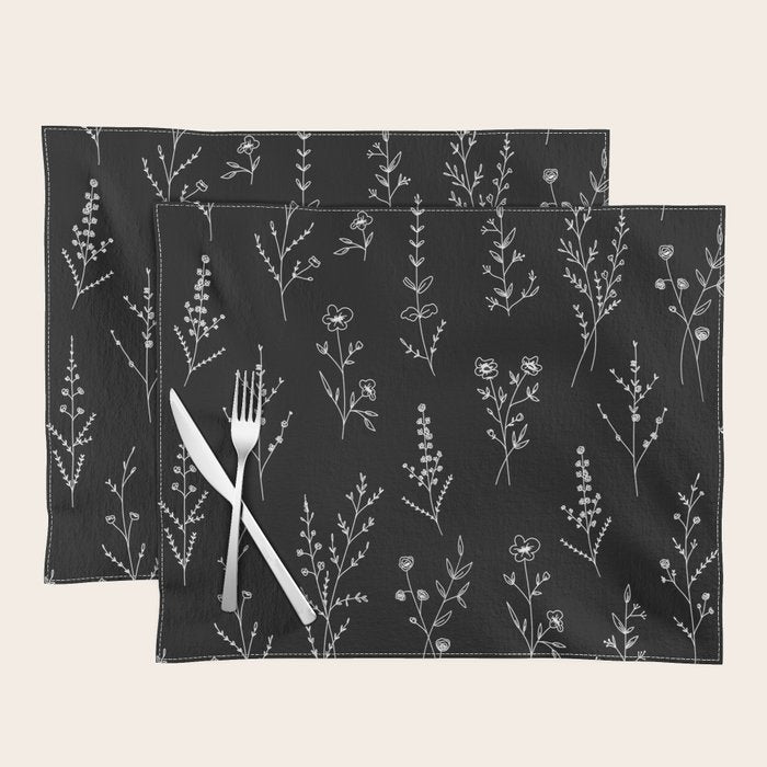 New Black Wildflowers Placemat Gallery Image 1