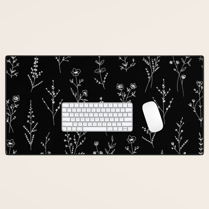 New Black Wildflowers Desk Mat Gallery Image 1