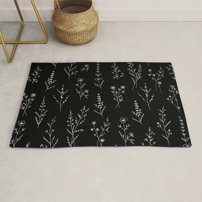 New Black Wildflowers Rug Gallery Image 1