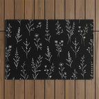 New Black Wildflowers Outdoor Rug Gallery Image 1