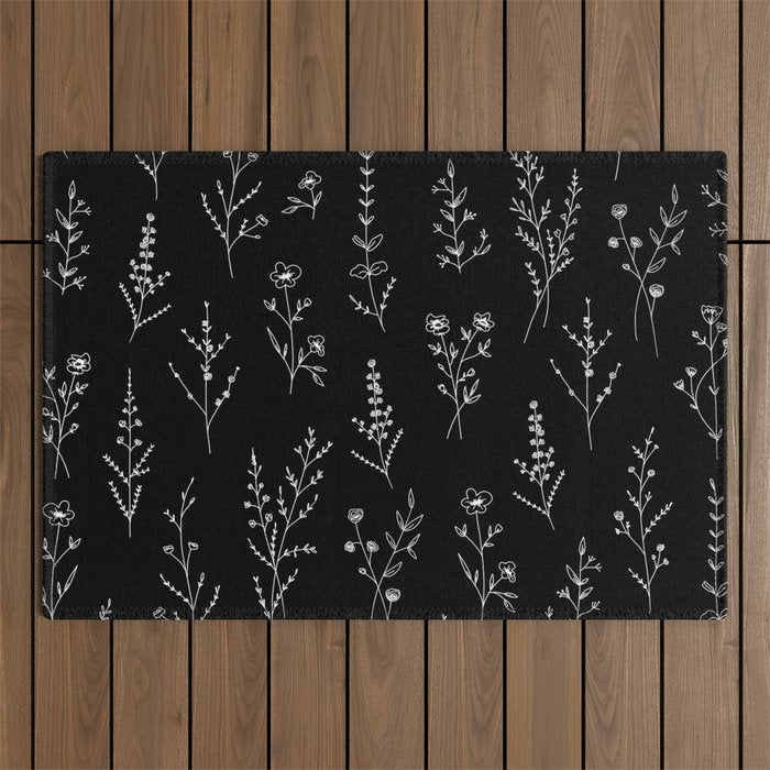 New Black Wildflowers Outdoor Rug Gallery Image 1