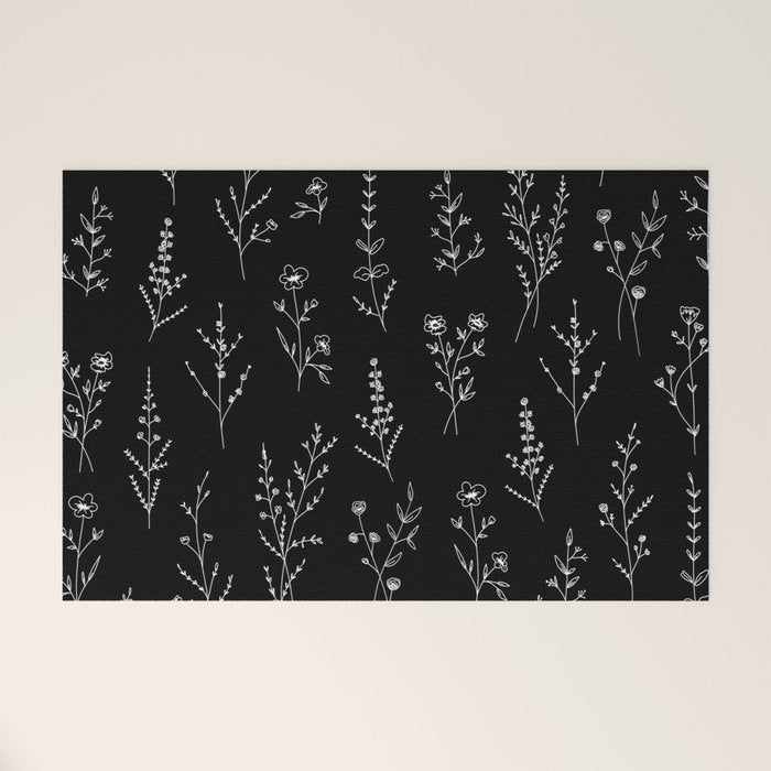 New Black Wildflowers Welcome Mat Gallery Image 1