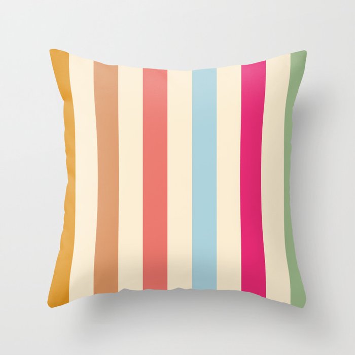 Retro French Rainbow Stripes Throw Pillow Gallery Image 6