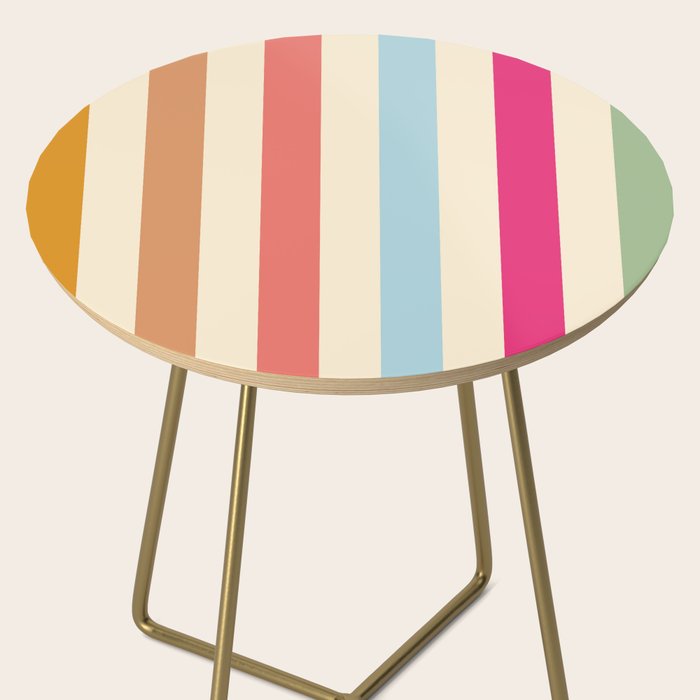 Retro French Rainbow Stripes Side Table Gallery Image 2