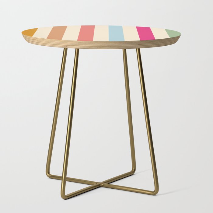 Retro French Rainbow Stripes Side Table Gallery Image 1