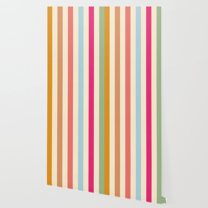 Retro French Rainbow Stripes Wallpaper Gallery Image 2