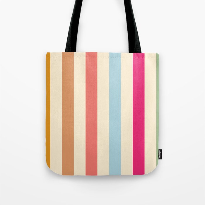 Retro French Rainbow Stripes Tote Bag Gallery Image 1