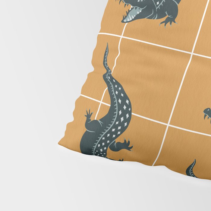 Crocodile - Teal & Ochre Pillow Sham Gallery Image 4