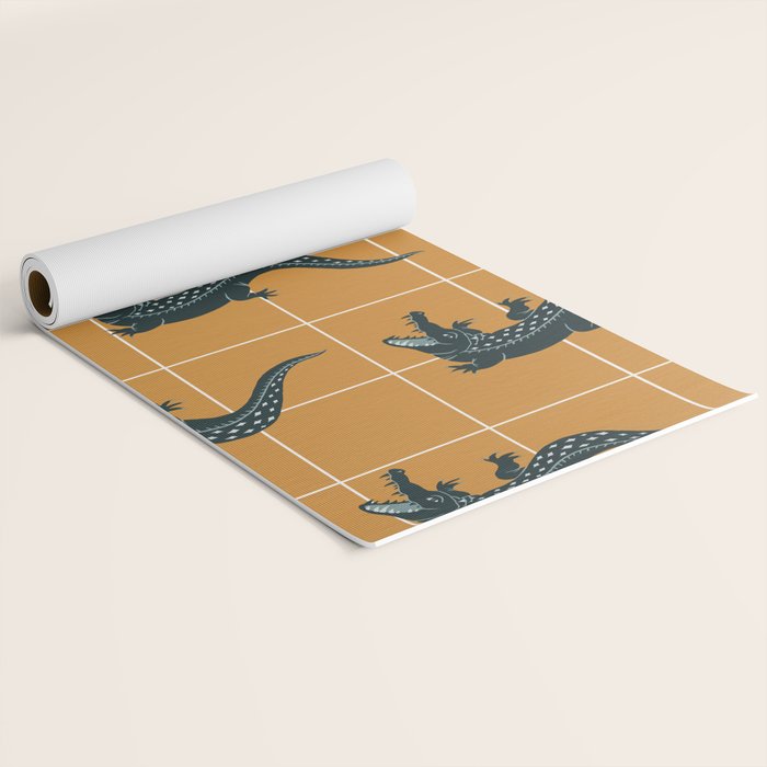 Crocodile - Teal & Ochre Yoga Mat Gallery Image 2