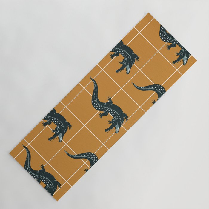 Crocodile - Teal & Ochre Yoga Mat Gallery Image 1