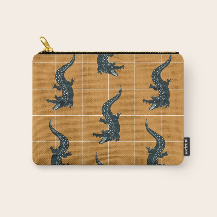 Crocodile - Teal & Ochre Carry All Pouch Gallery Image 1