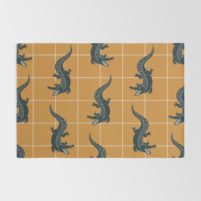 Crocodile - Teal & Ochre Rug Gallery Image 2