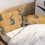 Crocodile - Teal & Ochre Pillow Sham Gallery Image 2