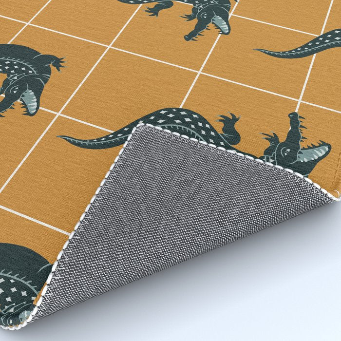 Crocodile - Teal & Ochre Rug Gallery Image 4