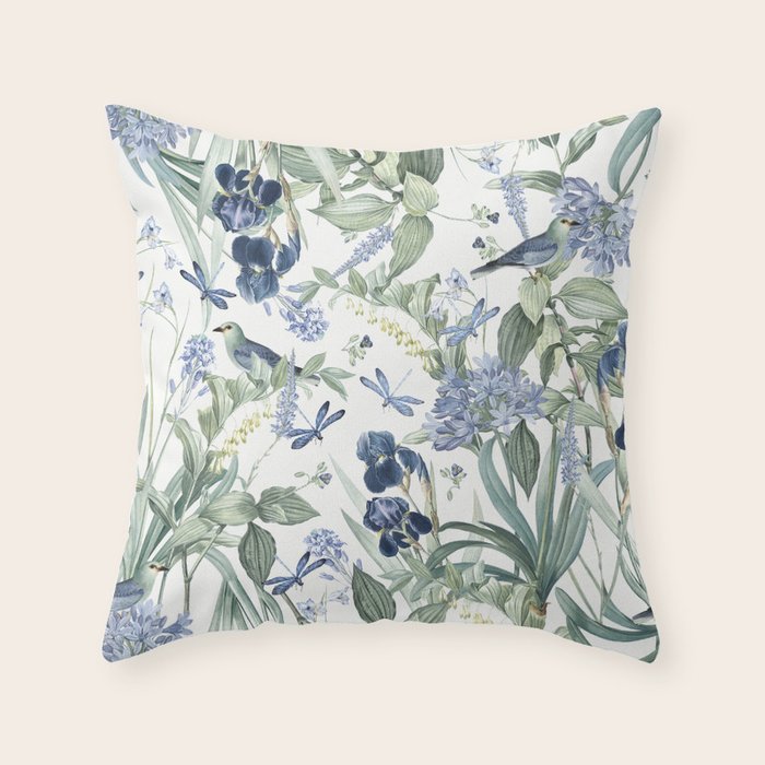 Beautiful Wildlife Garden Floral Throw Pillow Gallery Image 1