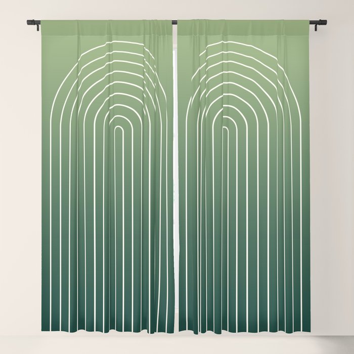 Ombre Arch XIV Green Gradient Modern Geometric Lines Window Curtain Gallery Image 5