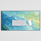 Ocean Waves, Watercolor, Abstract Desk Mat Gallery Image 1