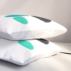Colorful Mid Century Modern Pop Art Minimalist Style Teal Blue Aquamarine Bubbles White Background Pillow Sham Gallery Image 3