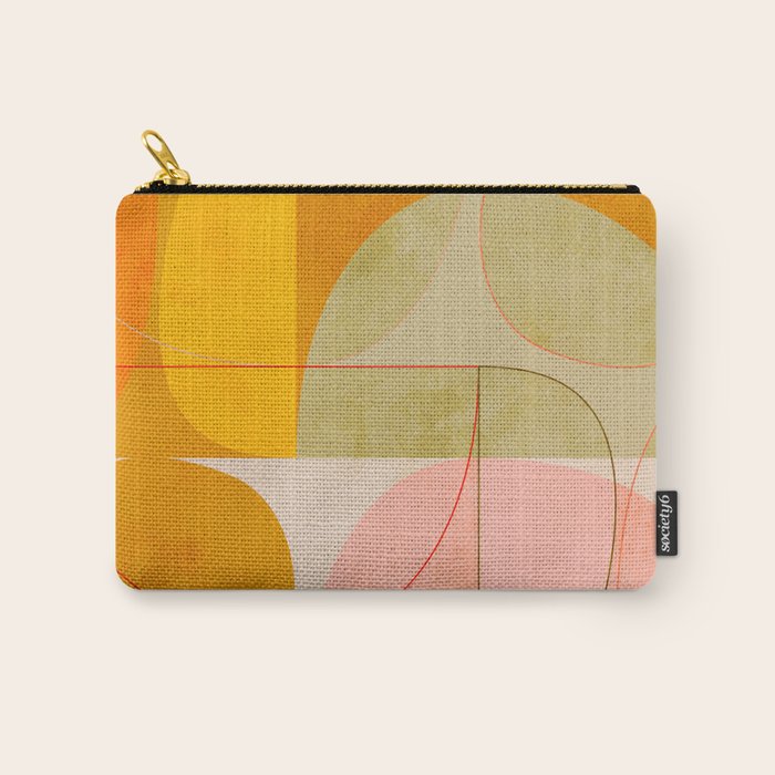 mid century geometric lines curry pink abstract art Carry All Pouch Gallery Image 1