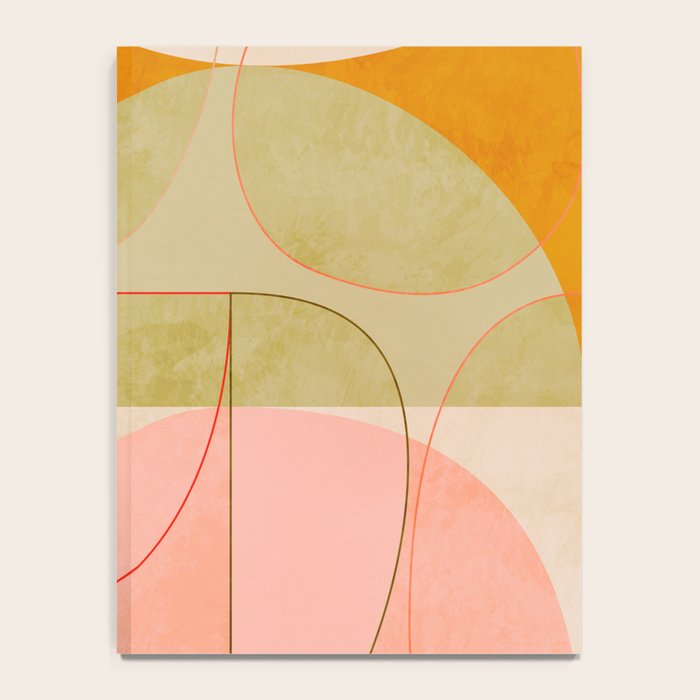 mid century geometric lines curry pink abstract art Notebook Gallery Image 4