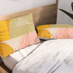 mid century geometric lines curry pink abstract art Pillow Sham Gallery Image 2