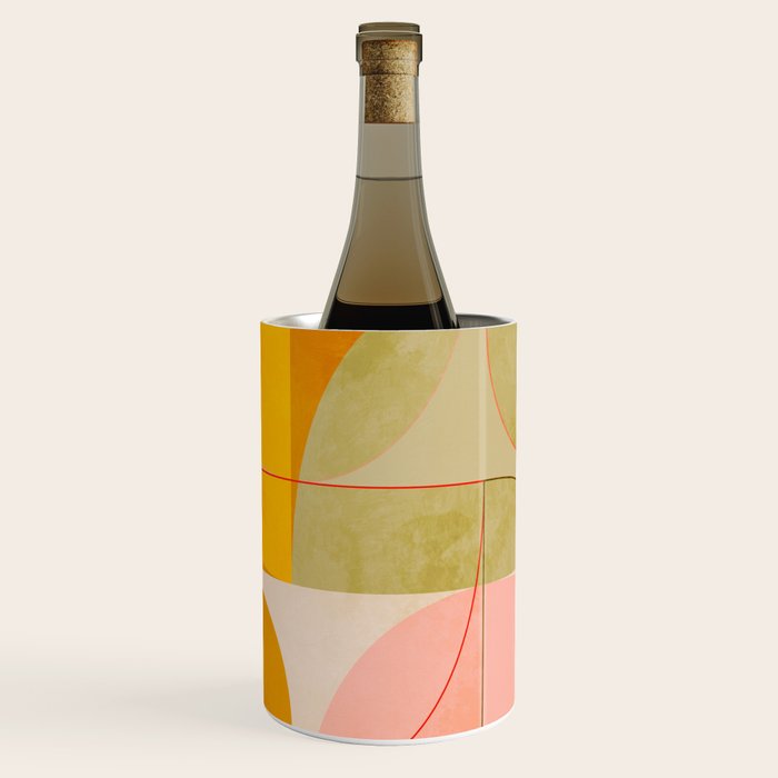 mid century geometric lines curry pink abstract art Wine Chiller Gallery Image 1