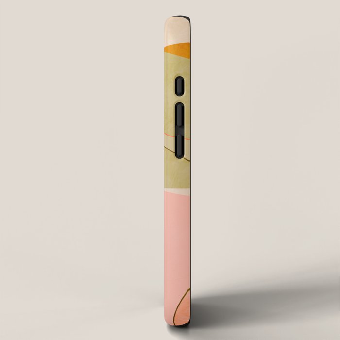 mid century geometric lines curry pink abstract art iPhone Case Gallery Image 2