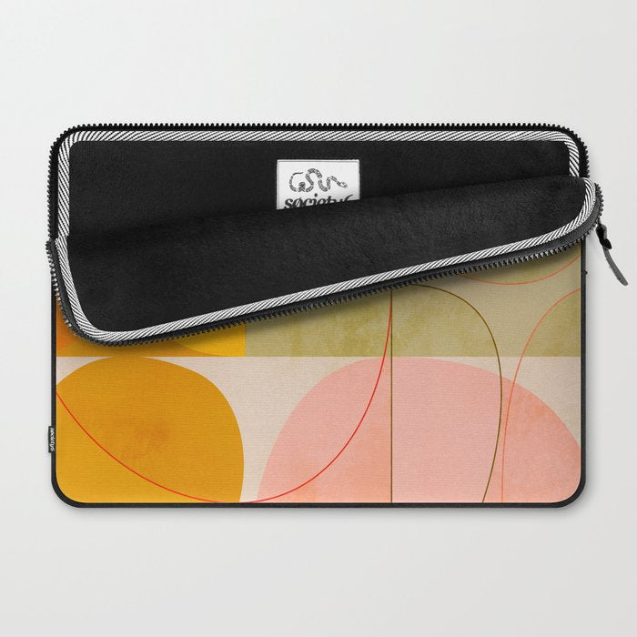 mid century geometric lines curry pink abstract art Laptop Sleeve Gallery Image 2
