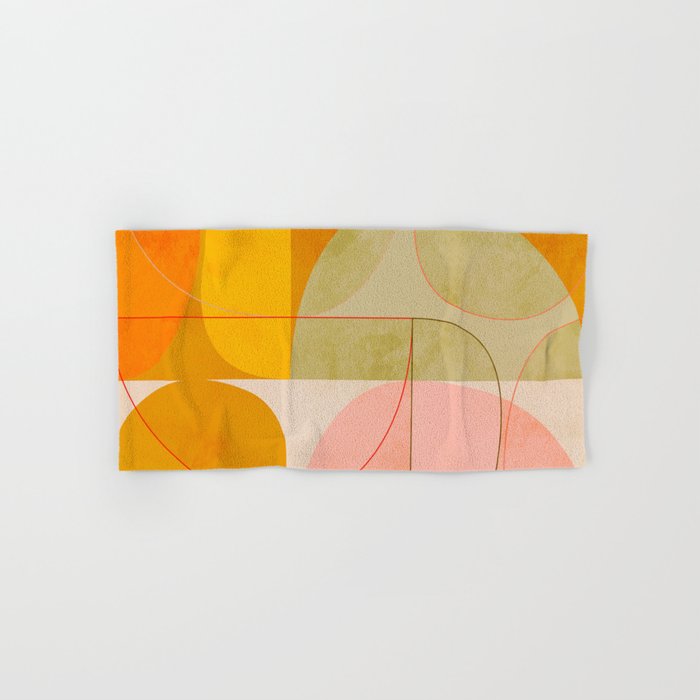 mid century geometric lines curry pink abstract art Bath Towel Gallery Image 1
