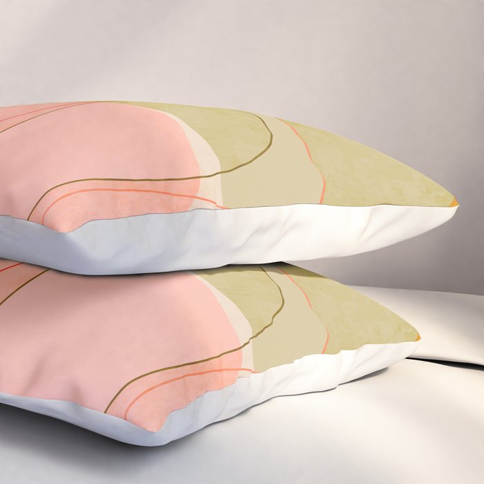 mid century geometric lines curry pink abstract art Pillow Sham Gallery Image 3
