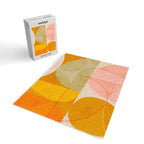 mid century geometric lines curry pink abstract art Jigsaw Puzzle Gallery Image 2