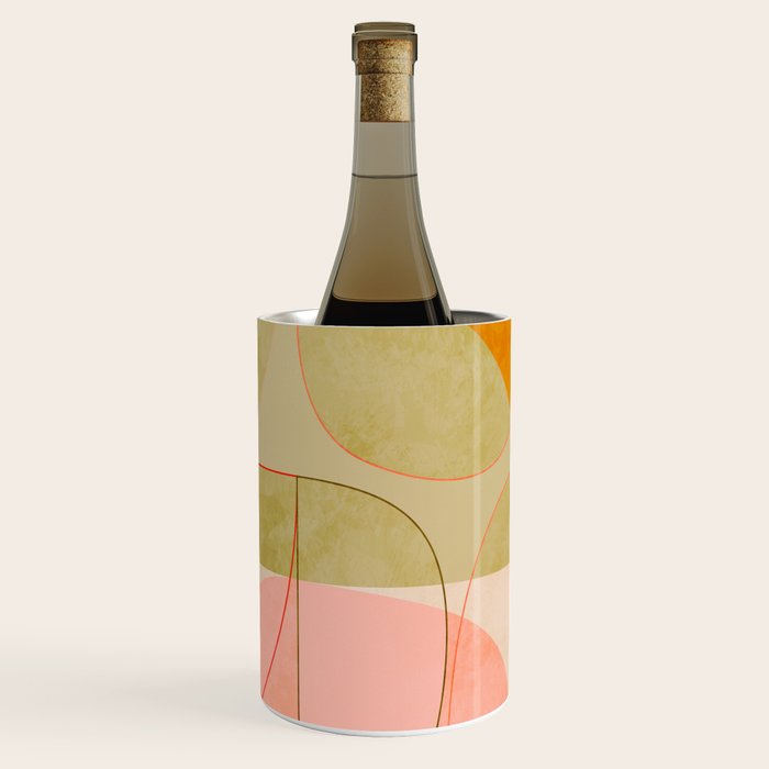 mid century geometric lines curry pink abstract art Wine Chiller Gallery Image 3