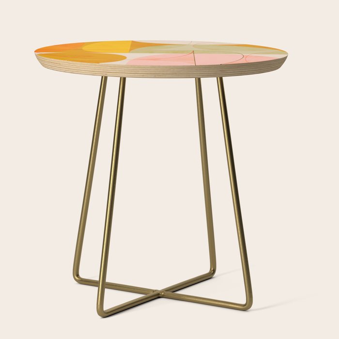 mid century geometric lines curry pink abstract art Side Table Gallery Image 1