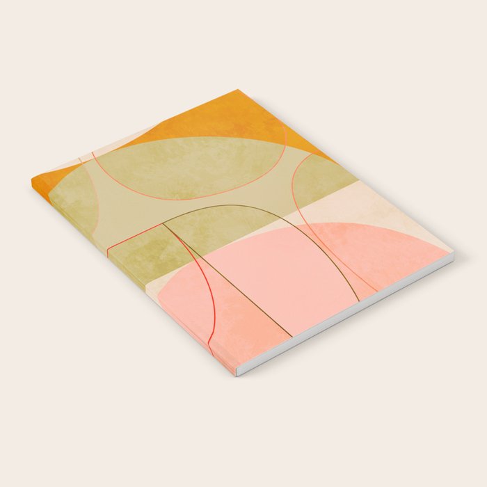 mid century geometric lines curry pink abstract art Notebook Gallery Image 2