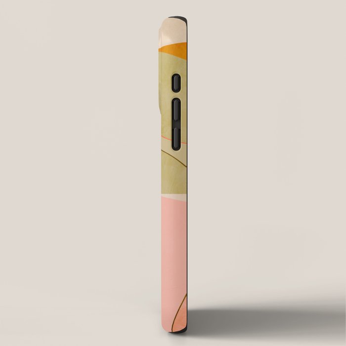 mid century geometric lines curry pink abstract art iPhone Case Gallery Image 2
