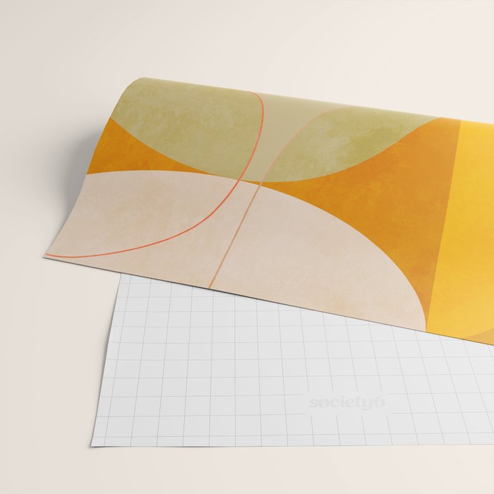 mid century geometric lines curry pink abstract art Wrapping Paper Gallery Image 2