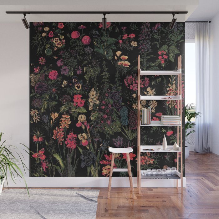 Exotic Midnight Floral Garden Wall Mural Gallery Image 1