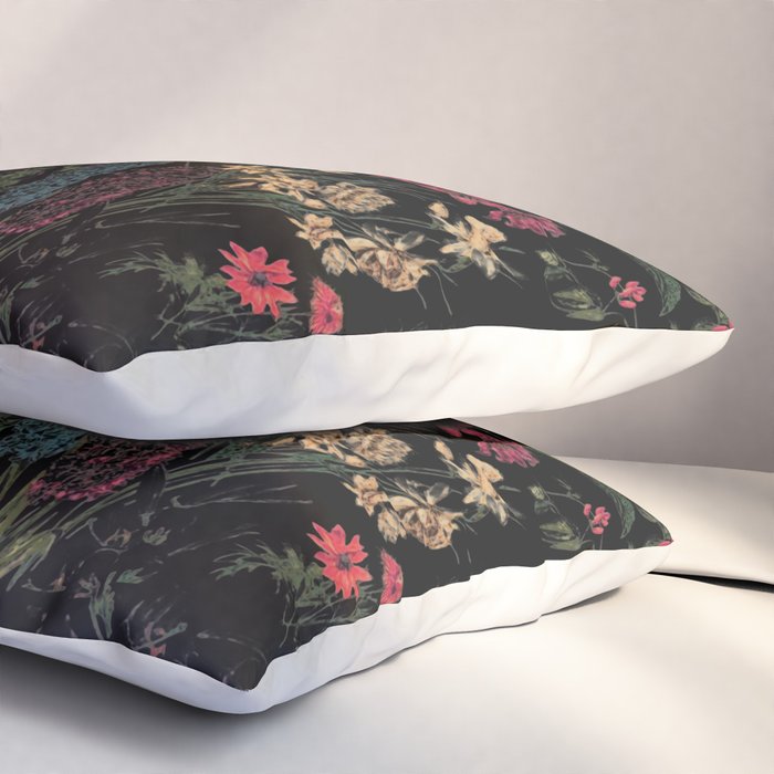 Exotic Midnight Floral Garden Pillow Sham Gallery Image 3