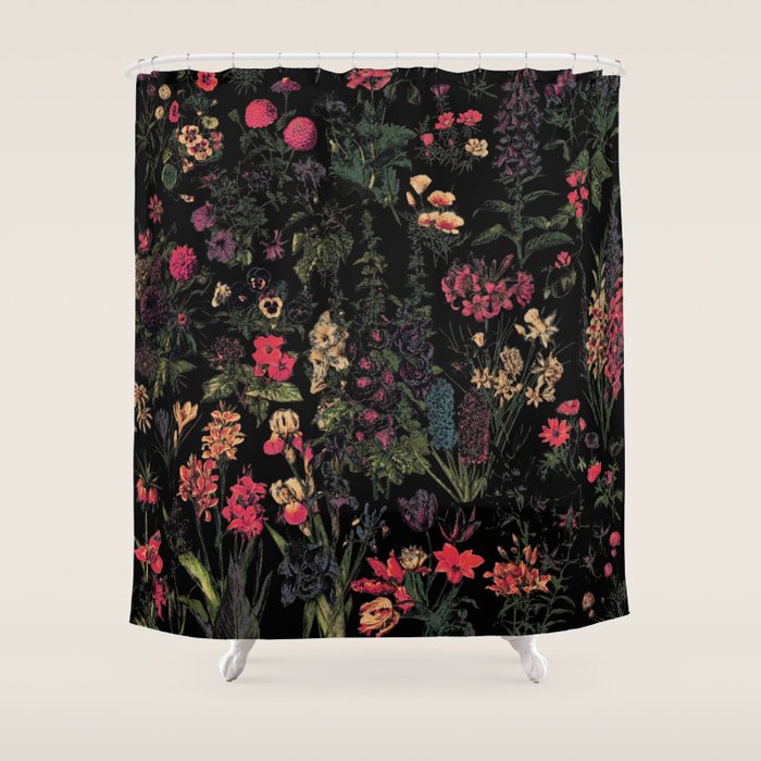 Exotic Midnight Floral Garden Shower Curtain Gallery Image 1