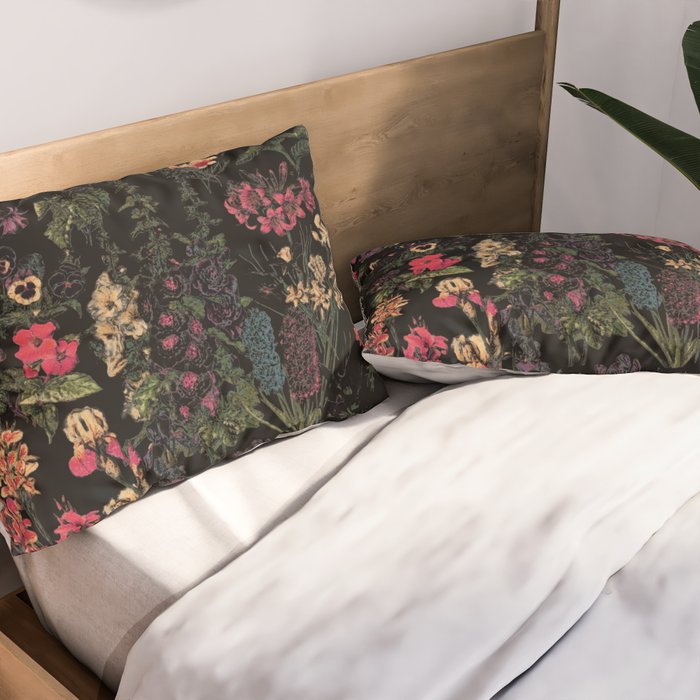 Exotic Midnight Floral Garden Pillow Sham Gallery Image 2