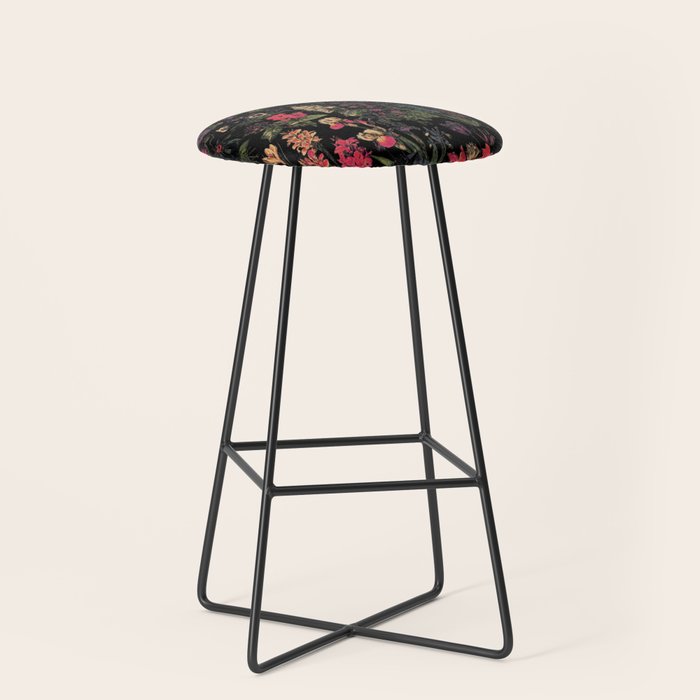 Exotic Midnight Floral Garden Stool Gallery Image 1