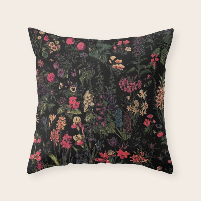 Exotic Midnight Floral Garden Throw Pillow Gallery Image 6